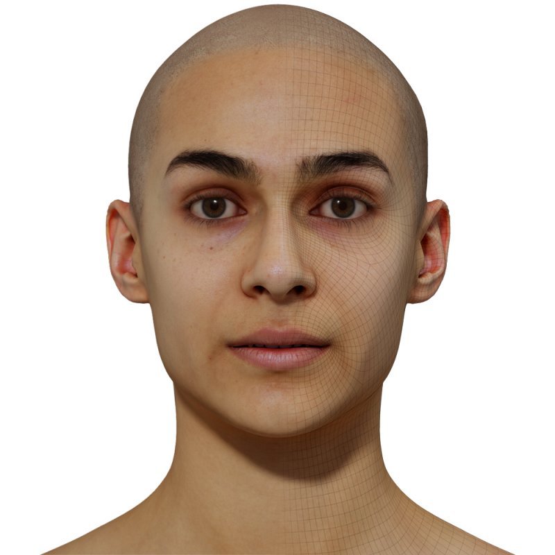Female 3D model / Retopologised Head Scan 017
