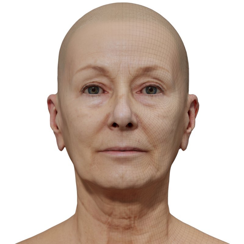 Female 3D model / Retopologised Head Scan 018