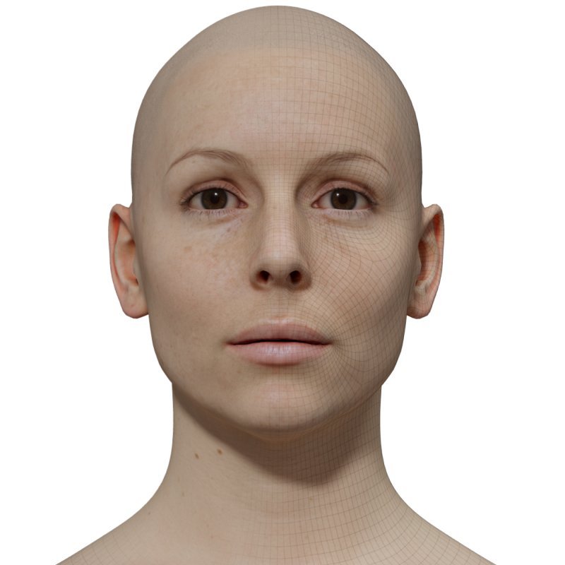 Female 3D model / Retopologised Head Scan 020