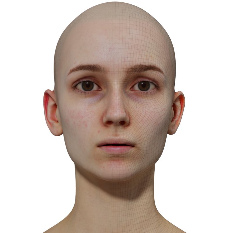 Female 3D model / Retopologised Head Scan 021
