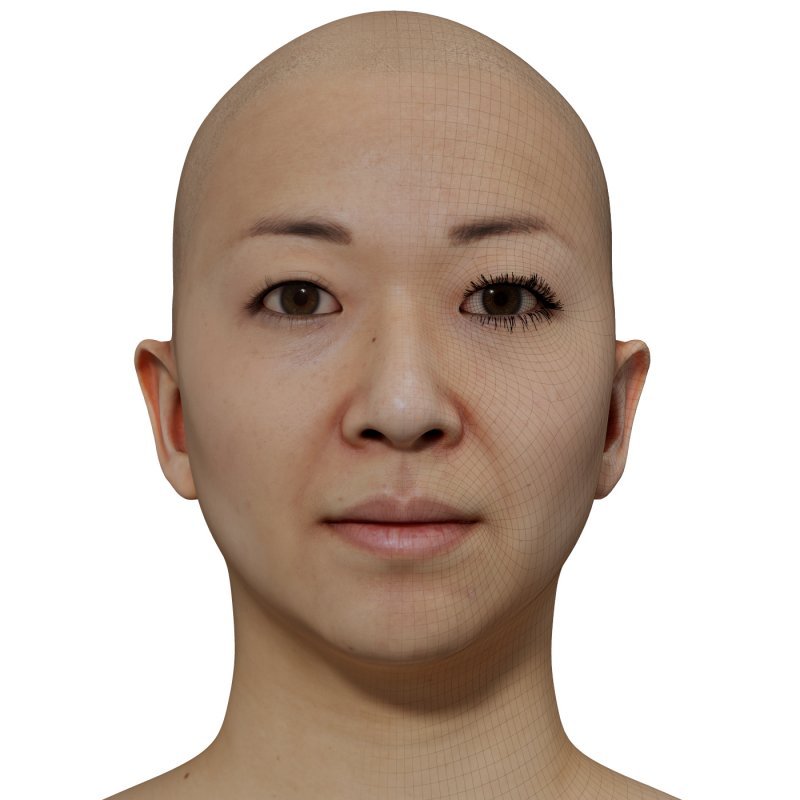 Female 3D model / Retopologised Head Scan 023