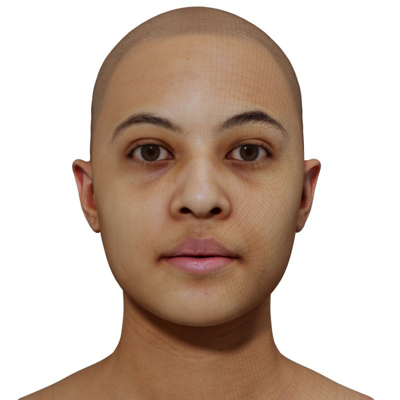 Female 3D model / Retopologised Head Scan 024