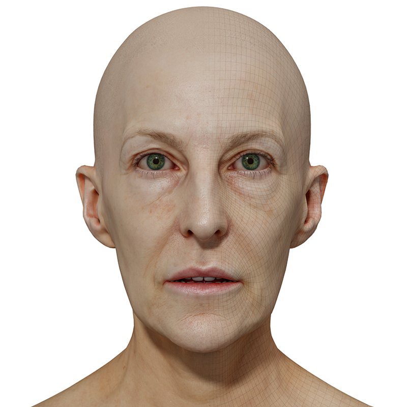 Female 3D model / Retopologised Head Scan 030