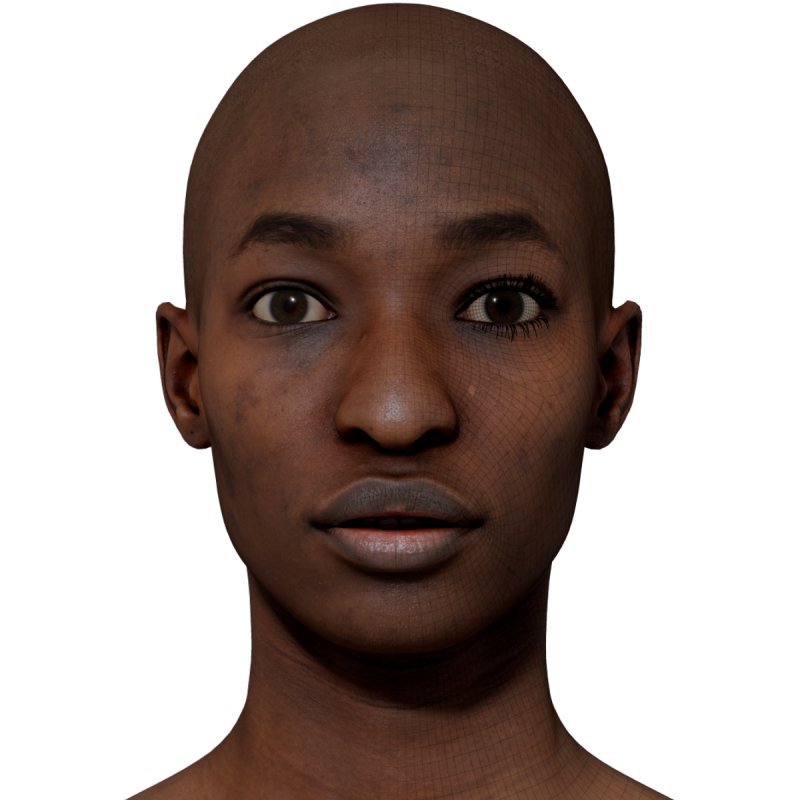Female 3D model / Retopologised Head Scan 031