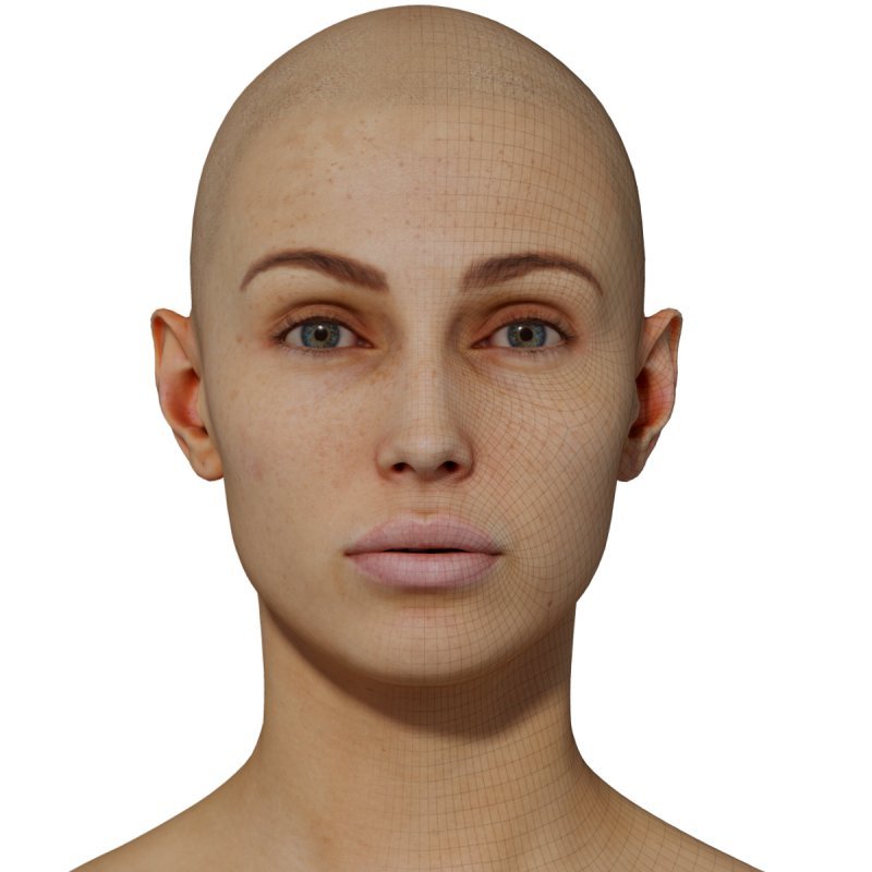 Female 3D model / Retopologised Head Scan 032