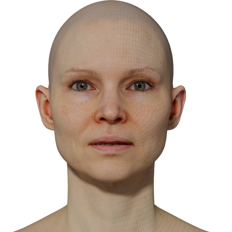 Female 3D model / Retopologised Head Scan 038