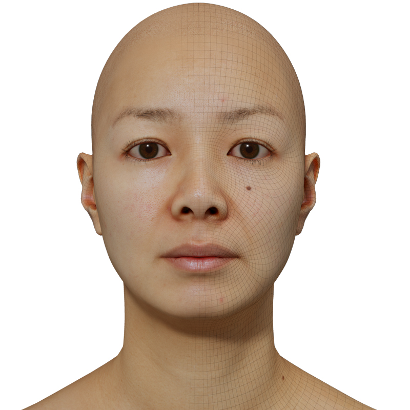 Female 3D model / Retopologised Head Scan 42