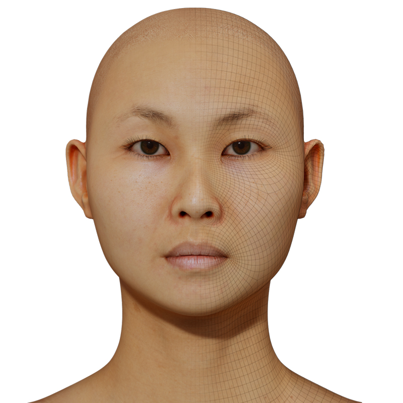Female 3D model / Retopologised Head Scan 44