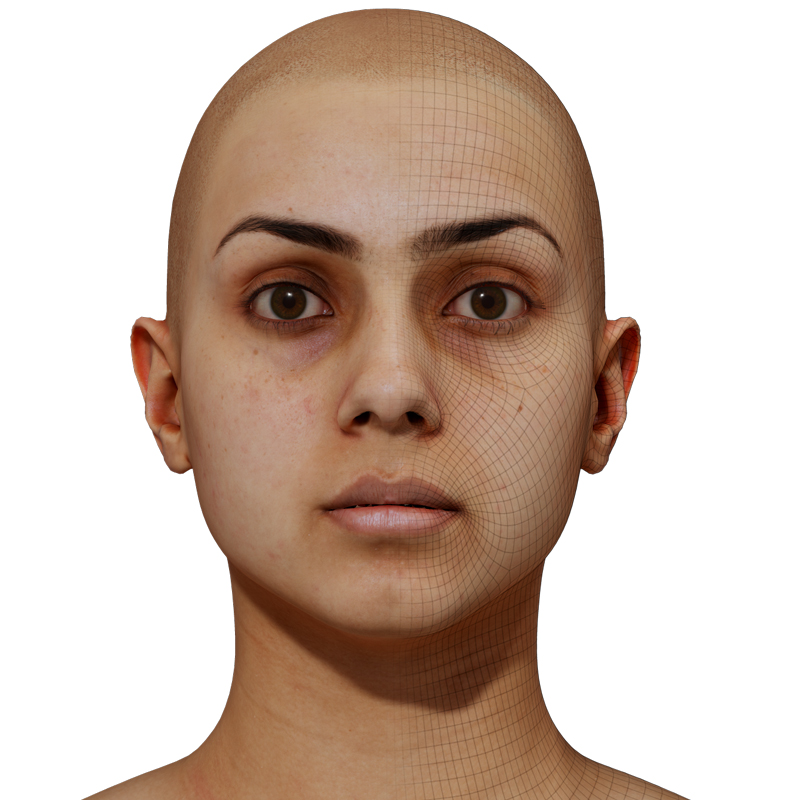 Female 3D model / Retopologised Head Scan 45