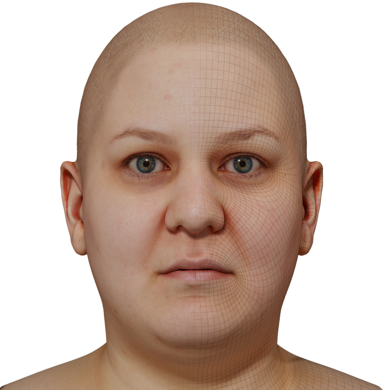 Female 3D model / Retopologised Head Scan 47