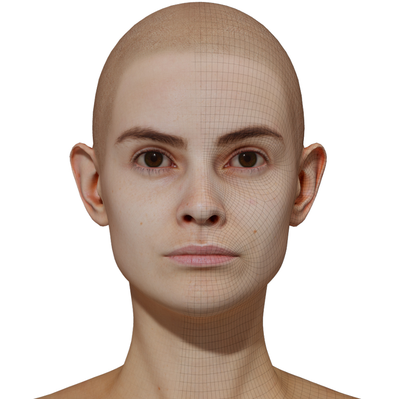 Female 3D model / Retopologised Head Scan 48
