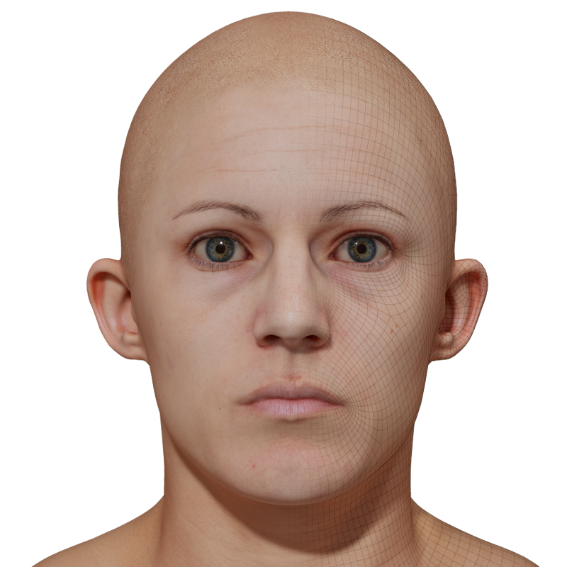 Female 3D model / Retopologised Head Scan 49