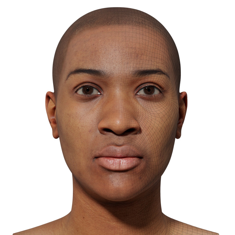 Female 3D model / Retopologised Head Scan 52