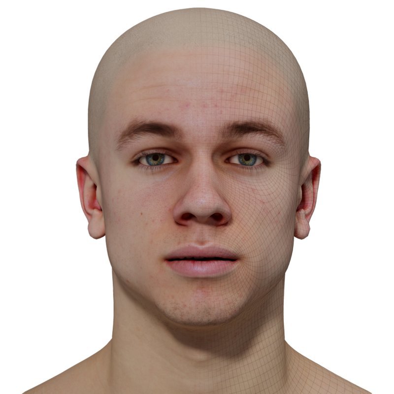 Male 3D model / Retopologised Head Scan 03
