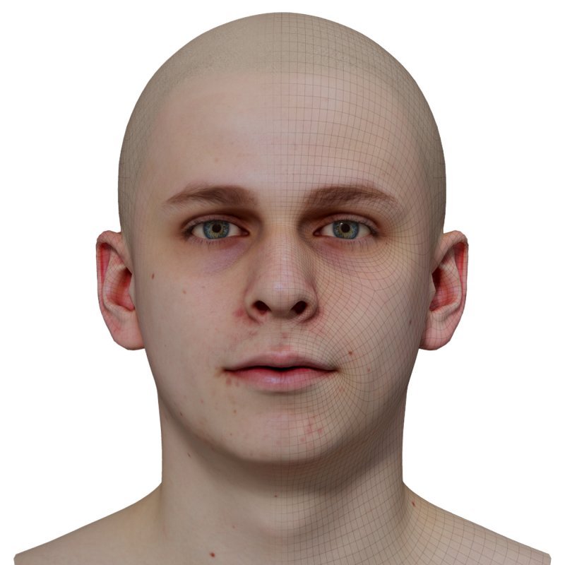 Male 3D model / Retopologised Head Scan 05