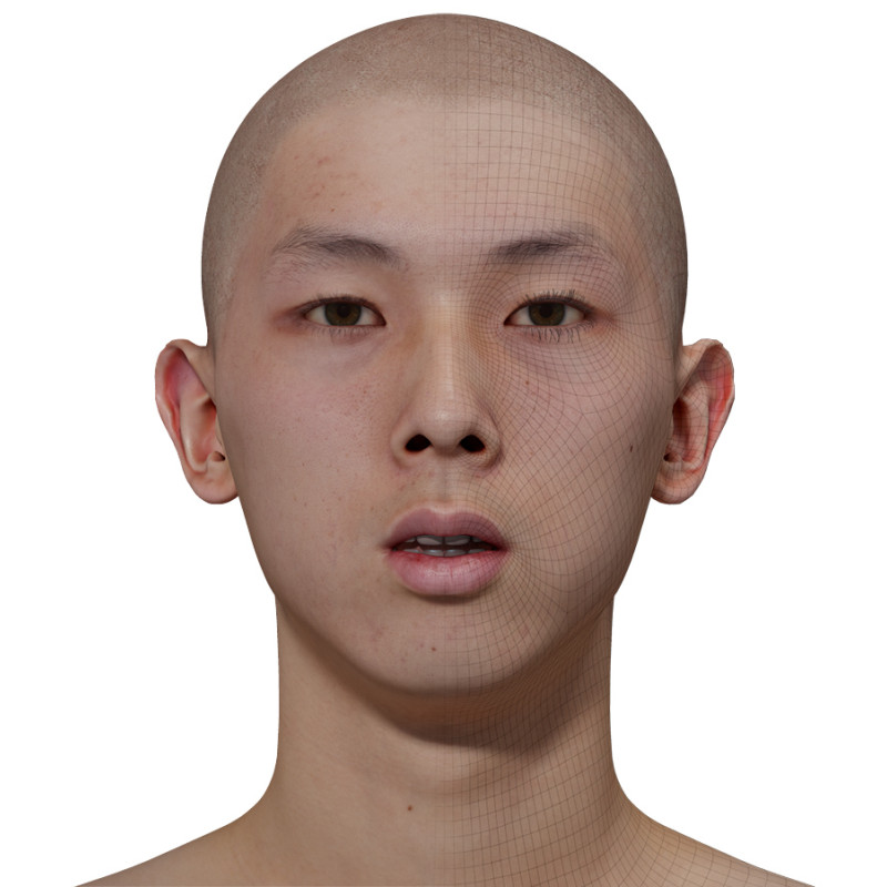 Male 3D model / Retopologised Head Scan 018