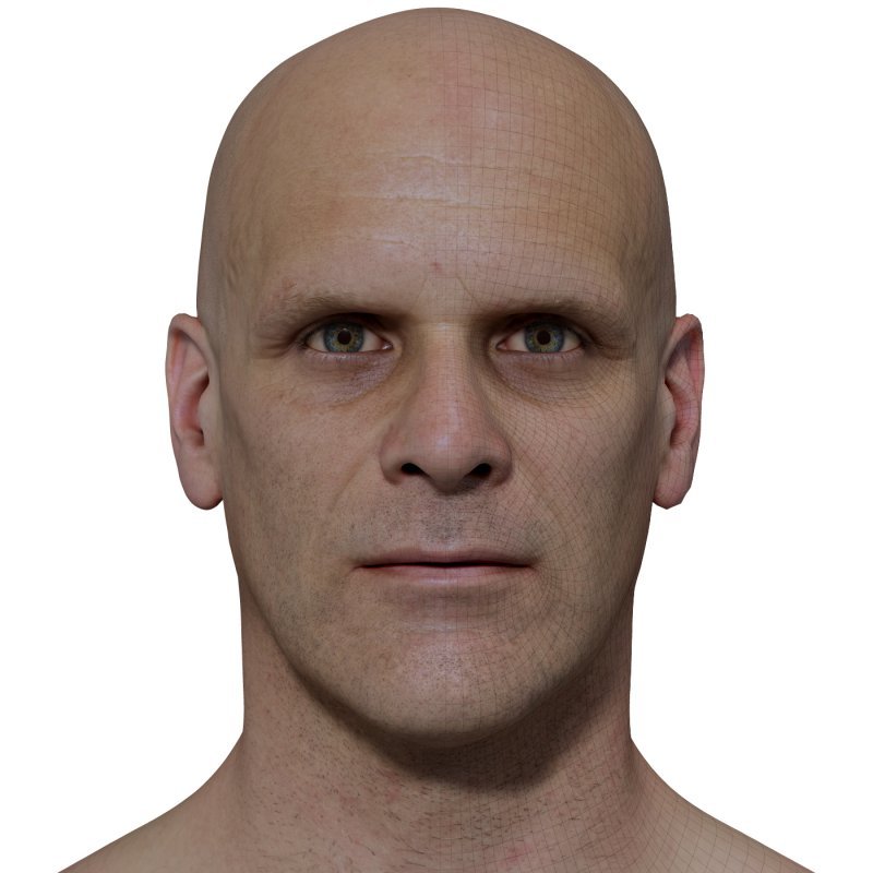 Male 3D model / Retopologised Head Scan 022