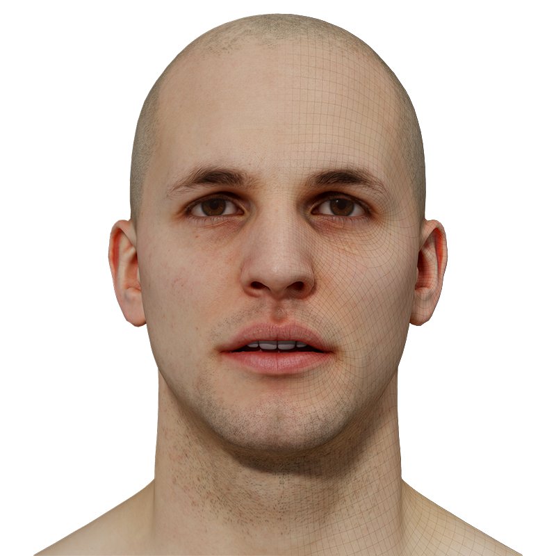 Male 3D model / Retopologised Head Scan 34