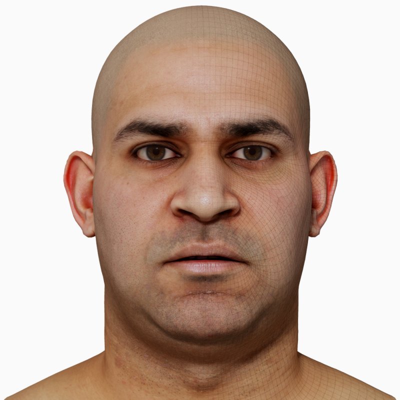 Male 3D model / Retopologised Head Scan 37