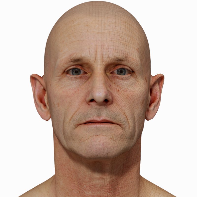 Male 3D model / Retopologised Head Scan 38
