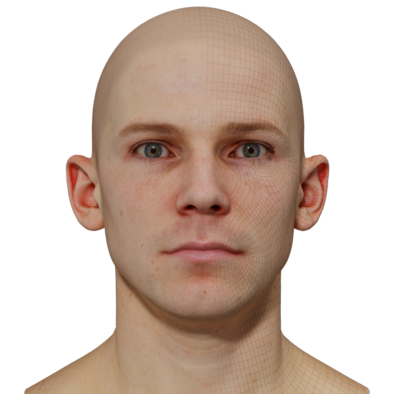 Male 3D model / Retopologised Head Scan 39