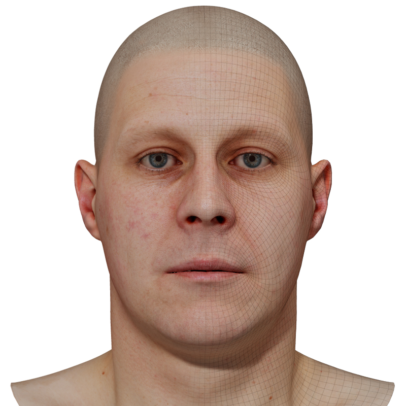 Male 3D model / Retopologised Head Scan 44