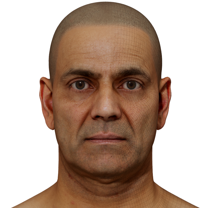 Male 3D model / Retopologised Head Scan 45