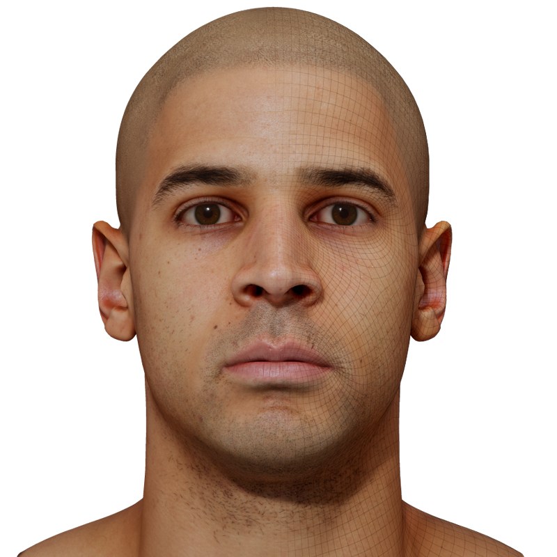 Male 3D model / Retopologised Head Scan 50