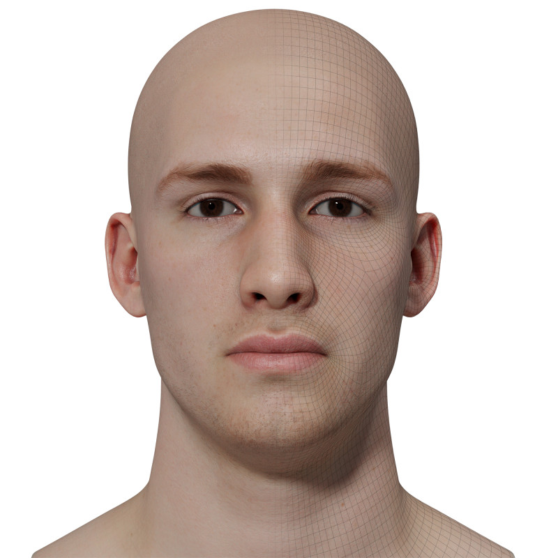 Male 3D model / Retopologised Head Scan 51