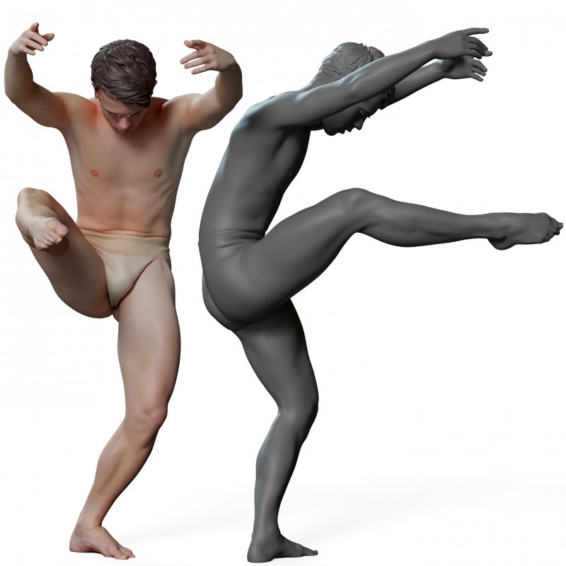 Male Ballet Dancer Reference Pose 011
