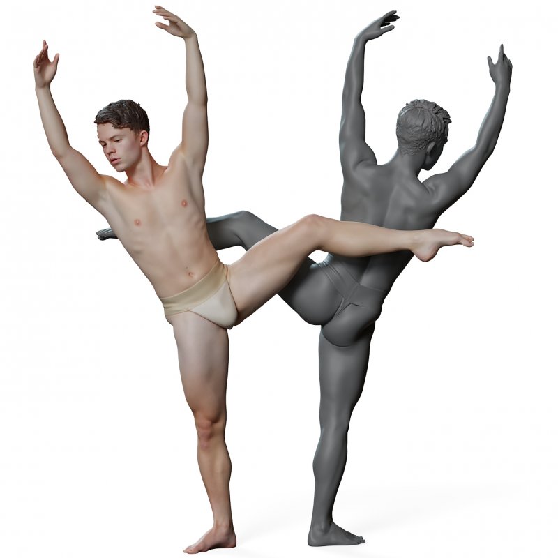 Male ballet dancer reference 3d model 