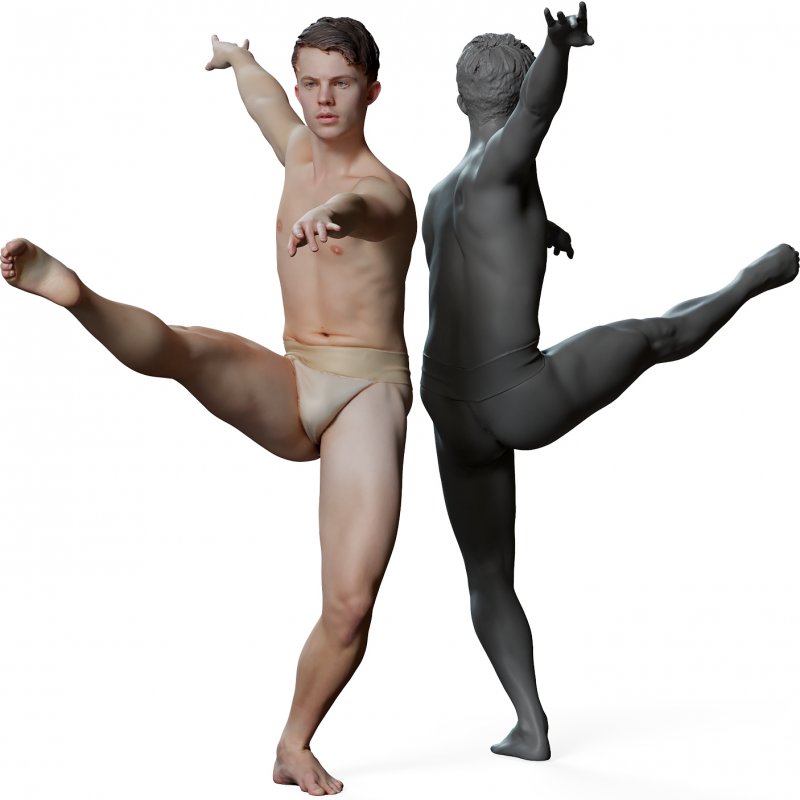 Male Ballet Dancer Reference Pose 018