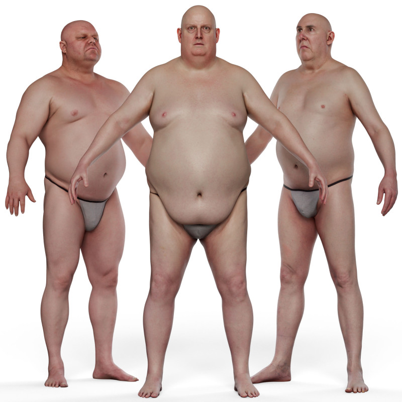 Male 3D body scan bundle with 3 Body Models