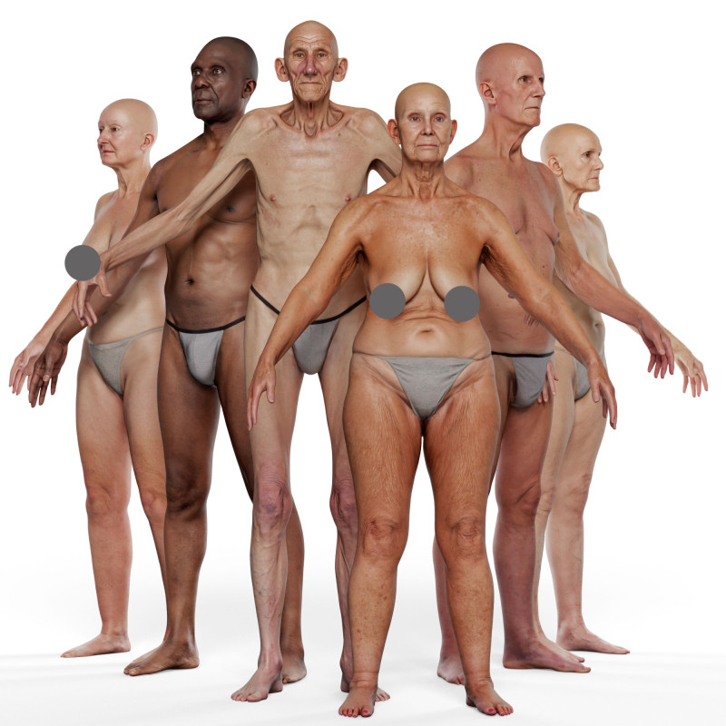 Male and female 3D body scan bundle with 6 older Body Models