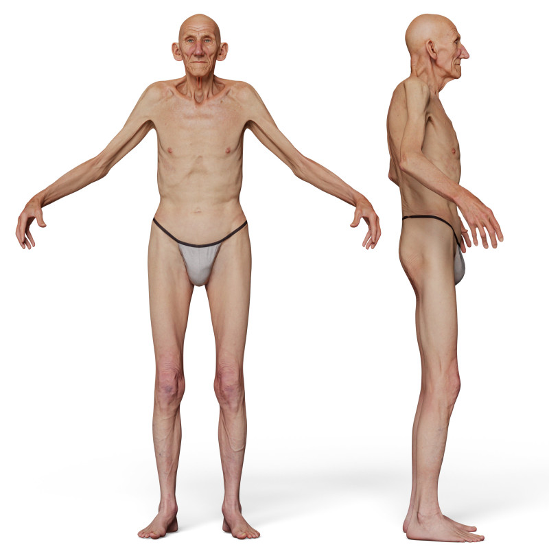 Elderly male 3D body model to download