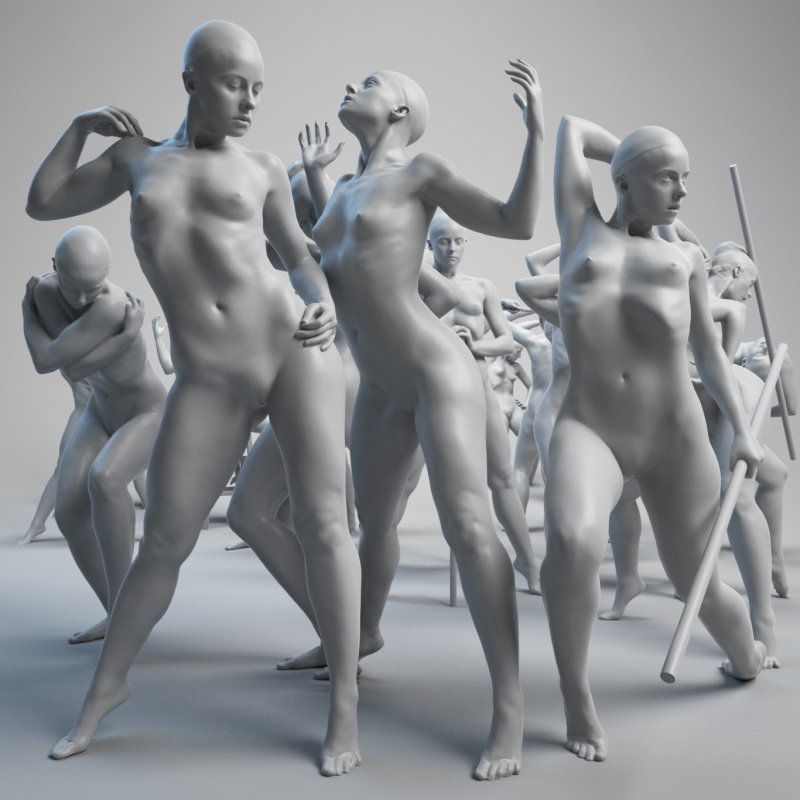 Nude Female 3D Body Pose Classical 