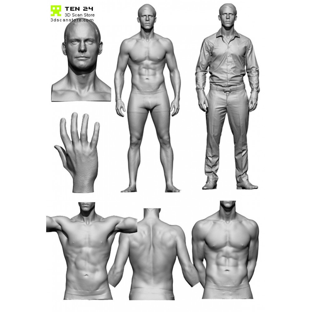 Full body scan, Male , Anatomy, 3D Scan, Body, wrinkles and folds 