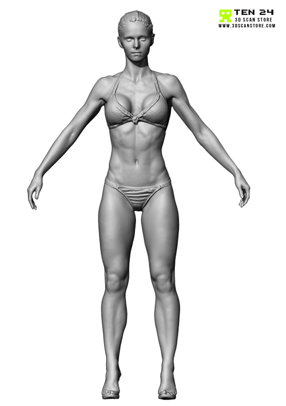 Shaded Female 04 Pose 07 fitness 3d scan