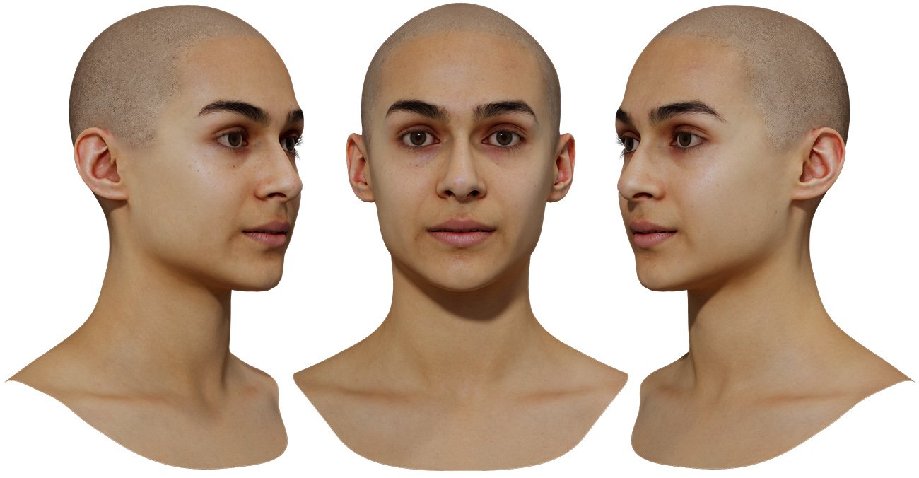 12 x Female 3D Head Model Bundle 2 | by 3dscanstore.com