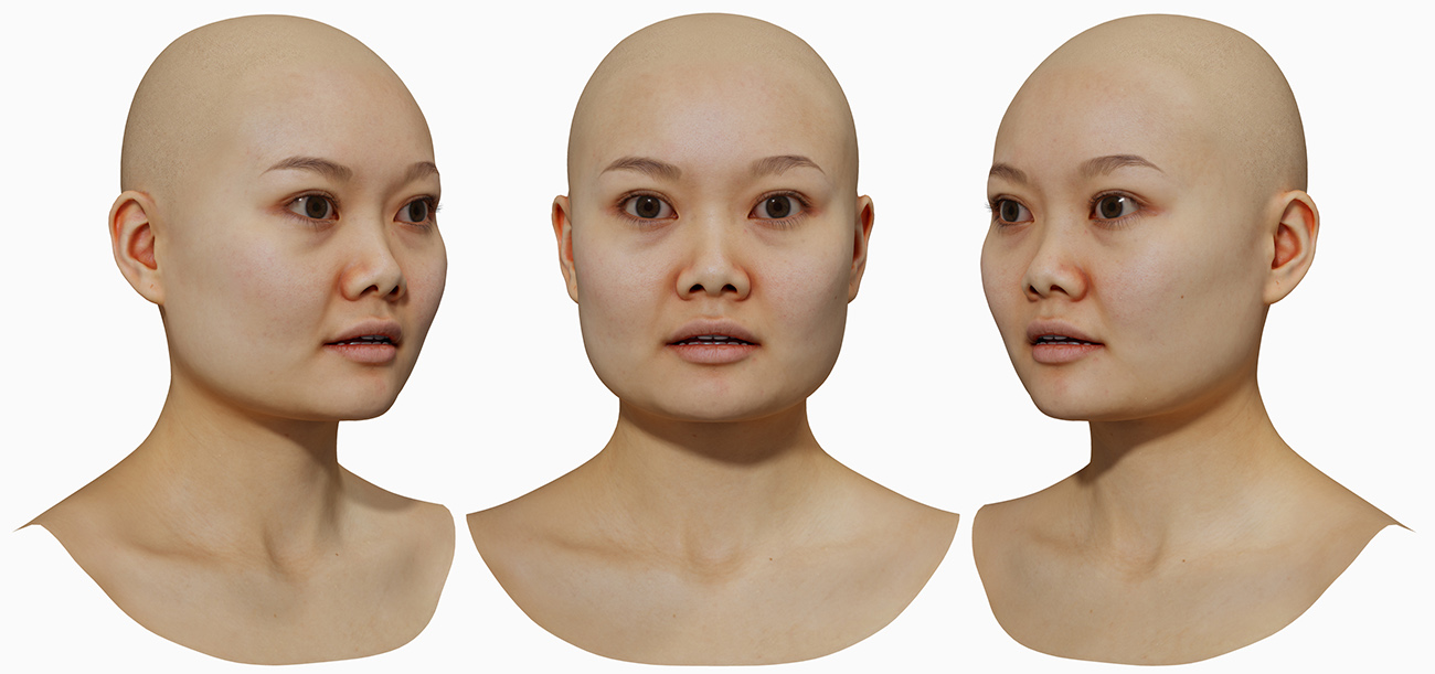 Twenties Asian Woman Light Skin 3d Head scan