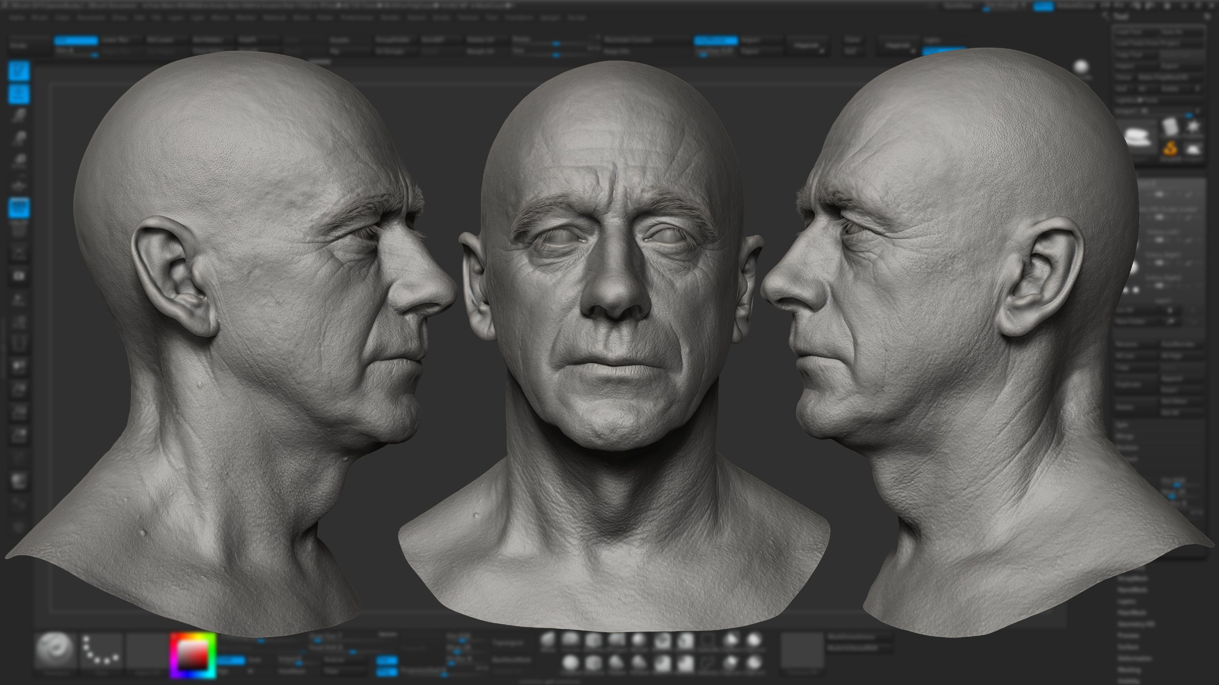 Male 3D Zbrush head model download 