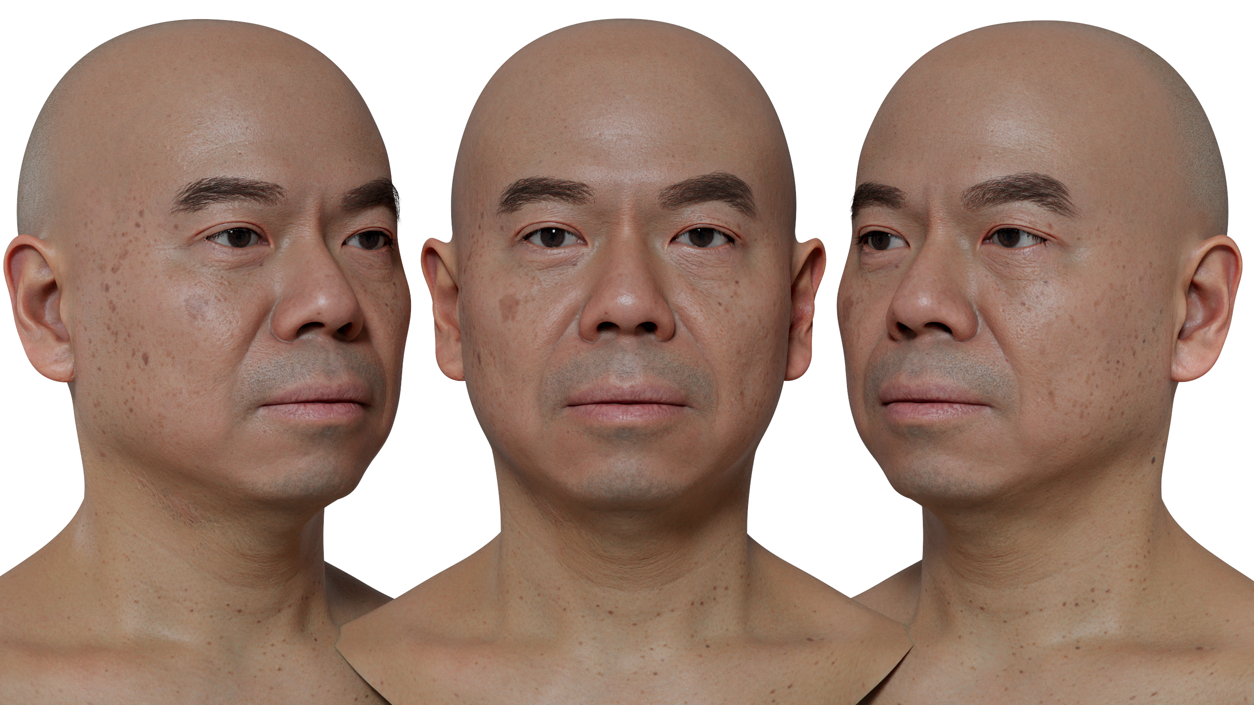 Realistic Asian male 3d head scan