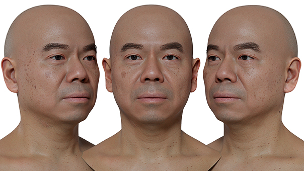 Realistic Asian male 3d head scan
