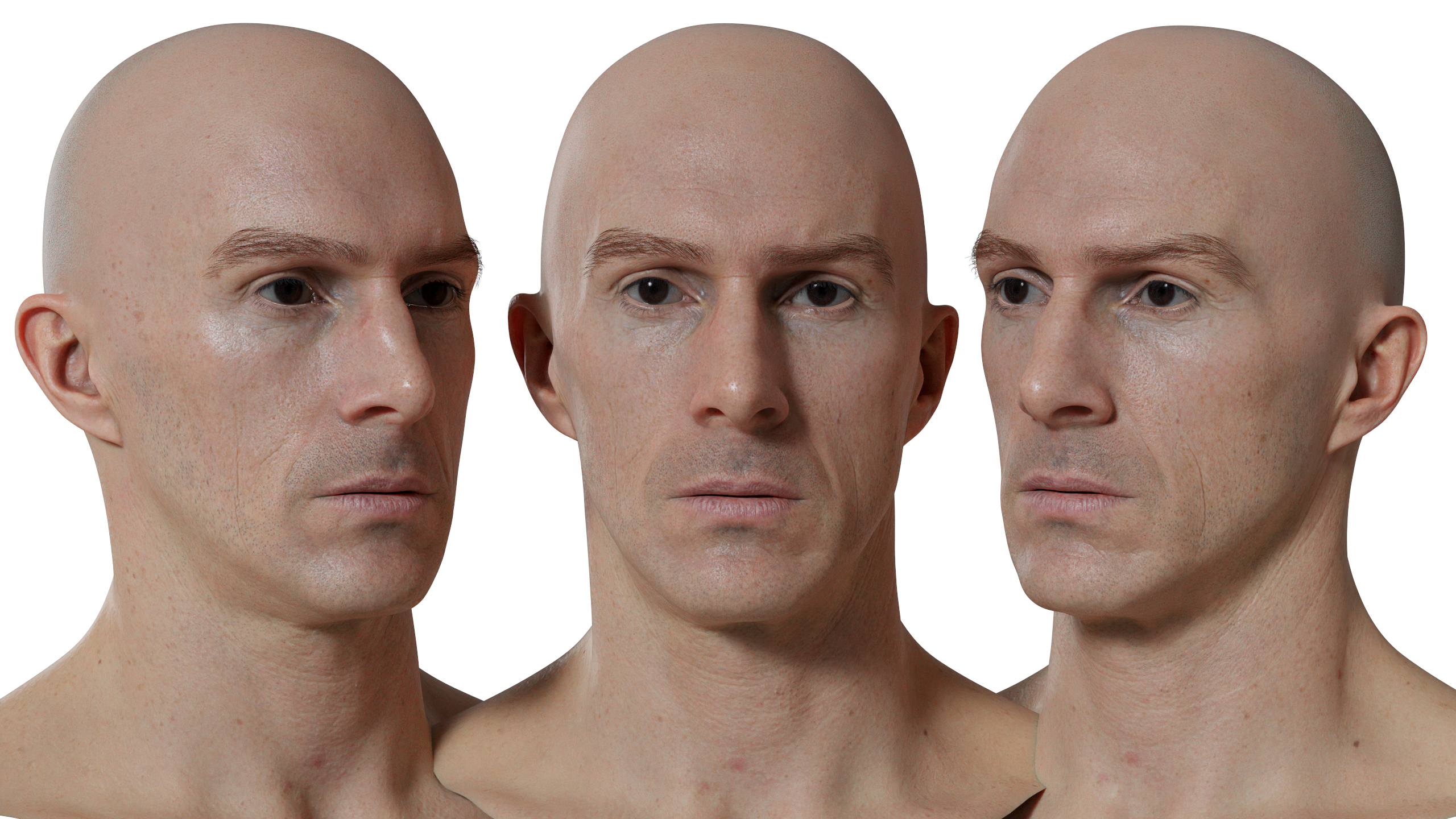 Download realistic white male 3d head model 