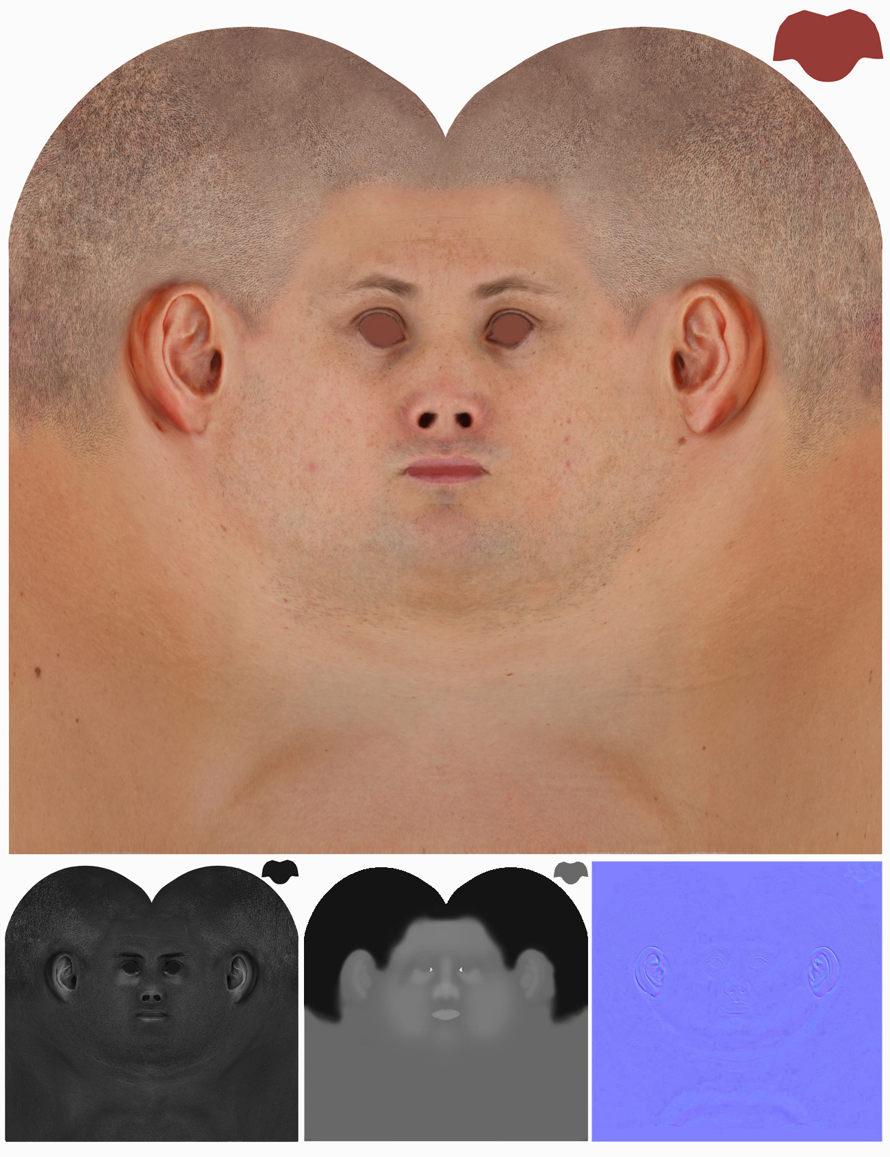 Male 3D model / Retopologised Head Scan 48
