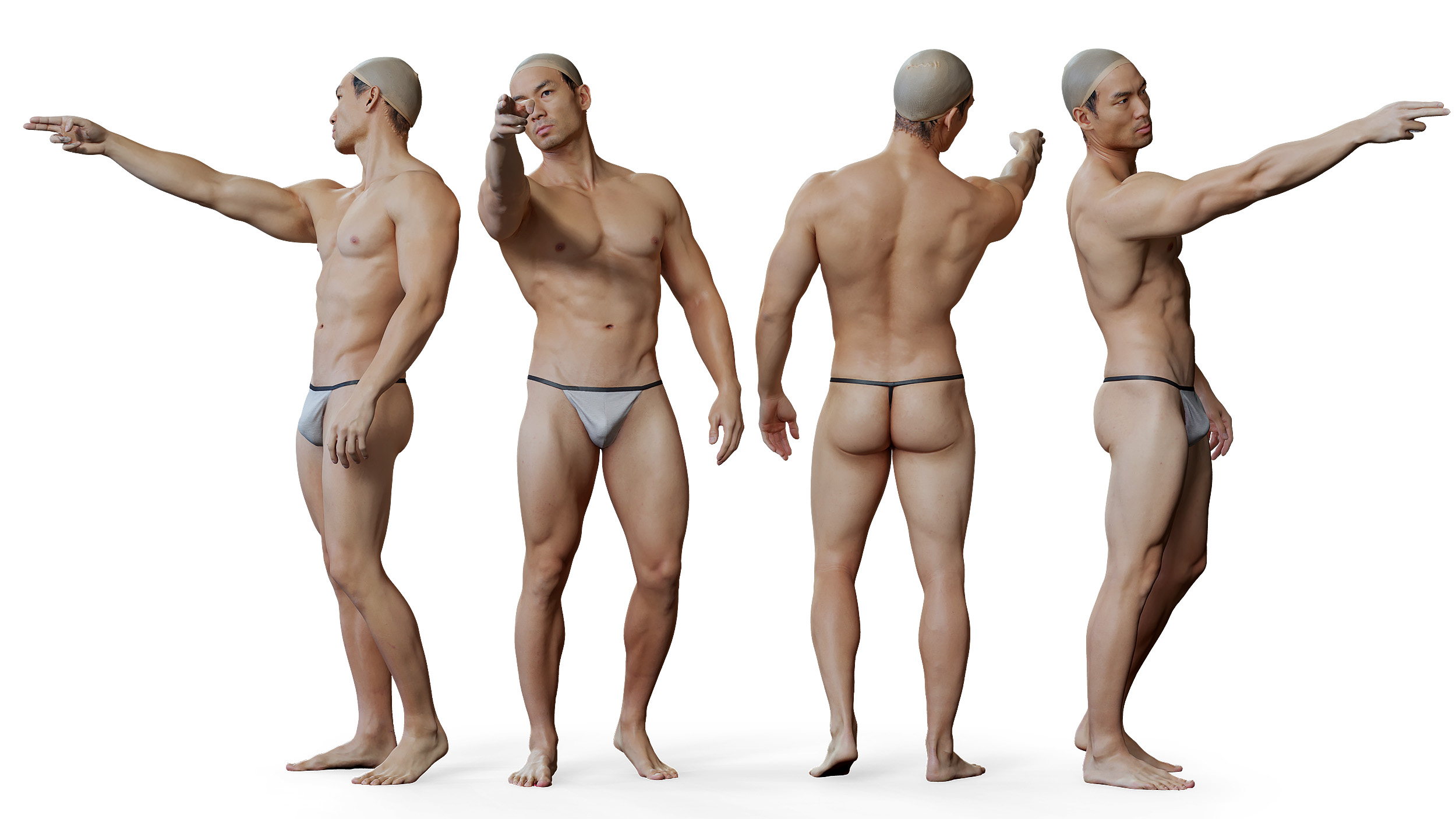 Male anatomy reference model, with ZBrush model and decimated OBJ.