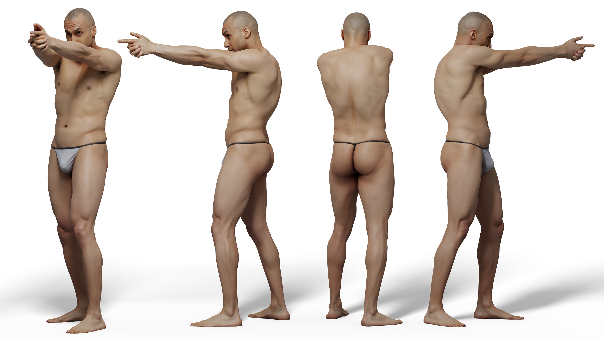 Male anatomy reference model, with ZBrush model and decimated OBJ.