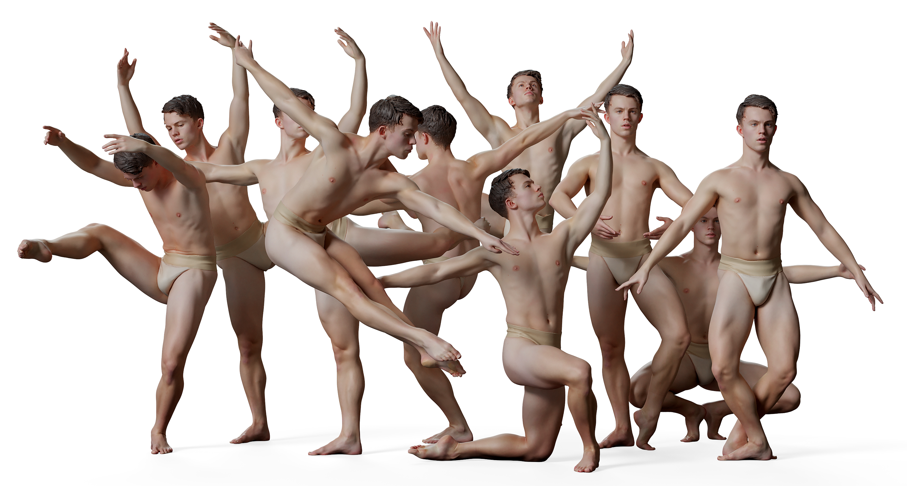 Male ballet dancer reference model, with ZBrush model and decimated OBJ.