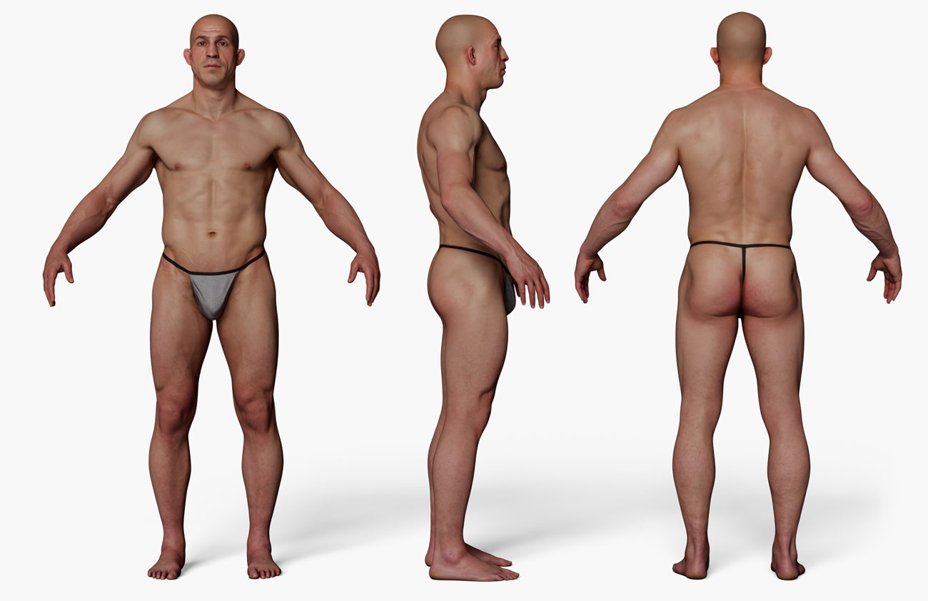 Muscular male 3D body scan