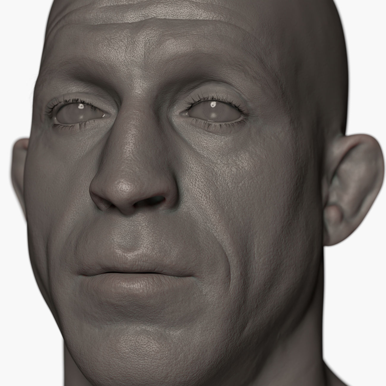 3D head model clay render from 3D body scan